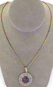 Majestic Massive 20.00CTS Cabochon Cut Natural Star Ruby & Sapphire Necklace in 3-Tone Sterling Silver