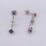 14kt Gold, Blue Sapphire, & Diamond Earrings