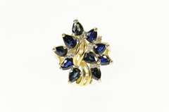 14K Yellow Gold Pear Natural Sapphire Diamond Accent Cocktail Ring