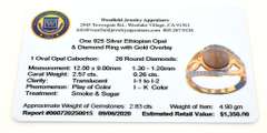 Ethereal Cabochon Cut Ethiopian Opal & Diamond Ring in Vermeil