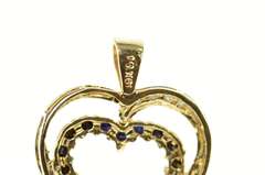 10K Yellow Gold Classic Sapphire Diamond Accent Heart Pendant