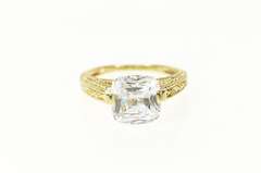 14K Yellow Gold Cushion Solitaire Ornate Travel Engagement Ring