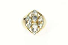 10K Yellow Gold Marquise Blue Topaz Squared Cluster Ring
