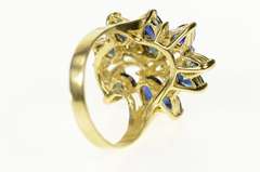 14K Yellow Gold Pear Natural Sapphire Diamond Accent Cocktail Ring