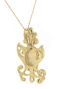 Graceful Yellow Gold Opal Filigree Pendant on Chain