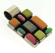 Sterling Silver Mexico Multi Gemstone Pendant
