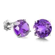1.55 CT AMETHYST 925 STERLING SILVER EARRINGS STUD
