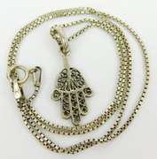 Sterling Hamsa Hand Pendant & Chain