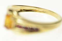 14K Yellow Gold Oval Citrine Garnet Accent Statement Ring