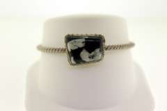 Vintage Sterling Silver Zebra Marble Wire Cuff Bracelet