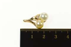 10K Yellow Gold Pearl Diamond Leaf Design Statement Pendant