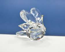 Vintage Swarovski Crystal Butterfly Figurine With Black Eyes and Gold Plated Antenna