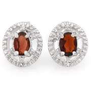 1.40 CARAT GARNET STERLING SILVER EARRINGS STUD