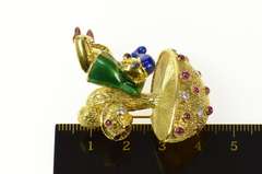 18K Yellow Gold Ruby Diamond Sprite Enamel Mushroom Pin/Brooch