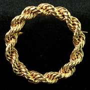 Circular Rope-Style Brooch in 14KT Yellow Gold