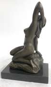 Sexy Lady Sits on Rock Bronze Sculpture