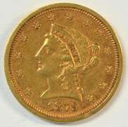 Very scarce 1879-S US $2.50 Liberty Gold Piece. Sharp