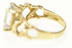14K Yellow Gold Emerald Cut Woven Design Travel Engagement Ring