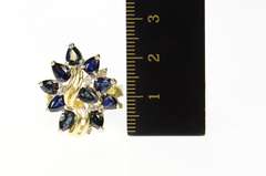 14K Yellow Gold Pear Natural Sapphire Diamond Accent Cocktail Ring
