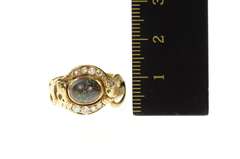 14K Yellow Gold Victorian Boulder Opal Diamond Snake Serpent Ring