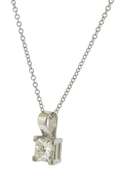 Impressive White Gold Princess Cut Diamond Pendant on Chain