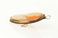14K Yellow Gold Carved Victorian Lady Shell Cameo Pendant/Pin