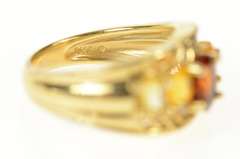 14K Yellow Gold Oval Garnet Citrine Graduated Statement Ring