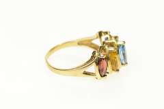 14K Yellow Gold Five Stone Amethyst Topaz Citrine Garnet Ring