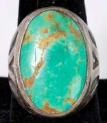 Massive Vintage Turquoise Ring in Sterling Silver