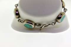vintage Sterling Silver Turquoise Link Bracelet