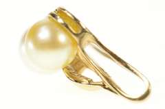 10K Yellow Gold Pearl Diamond Leaf Design Statement Pendant