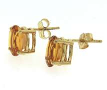 Stunning Oval Citrine Yellow Gold Stud Earrings