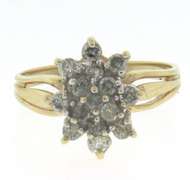 Brilliant Yellow Gold Diamond Cluster Ring