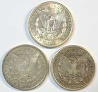 Very nice 1921 P-D-S Morgan Silver Dollars. Last year issue