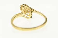 14K Yellow Gold Three Stone Diamond Classic Bypass Ring