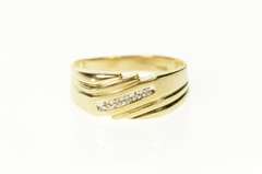 10K Yellow Gold Squared Diamond Men's Classic Wedding Ring