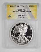 PF70 DCAM 1993-P American Silver Eagle - Graded ANACS