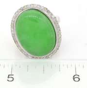 Terrific Massive 18.69CTS Jadeite & Diamond Ring in Sterling Silver