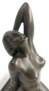 Sexy Lady Sits on Rock Bronze Sculpture