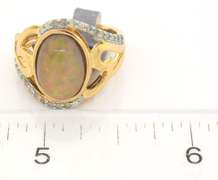 Ethereal Cabochon Cut Ethiopian Opal & Diamond Ring in Vermeil