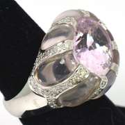 Jaw-Dropping Kunzite Ring in 18KT White Gold