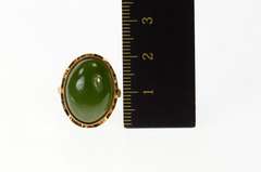 18K Yellow Gold Ornate Victorian Nephrite Cabochon Statement Ring