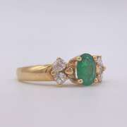 18kt Yellow Gold, Emerald, & Diamond Ring