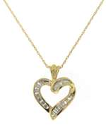 Dazzling Yellow Gold Diamond Heart Shaped on Chain