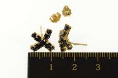 10K Yellow Gold Sapphire Rounded Criss Cross X Stud Earrings