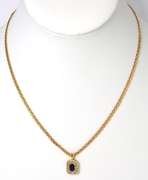 Classy Sapphire & Diamond Necklace in 14KT Yellow Gold