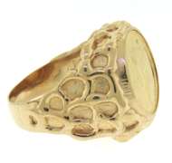 Wonderful Yellow Gold Nugget 1854 $1 Gold Coin Ring