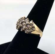 14 KT Yellow Gold Diamond Cluster Ring