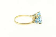 14K Yellow Gold Three Stone Emerald Blue Topaz Statement Ring