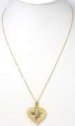 Glittering Textured Heart Necklace in 14KT Yellow Gold